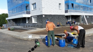 Гидроизоляция входных групп на жилом доме в городе Елабуга, пр. Нефтянников дом 68